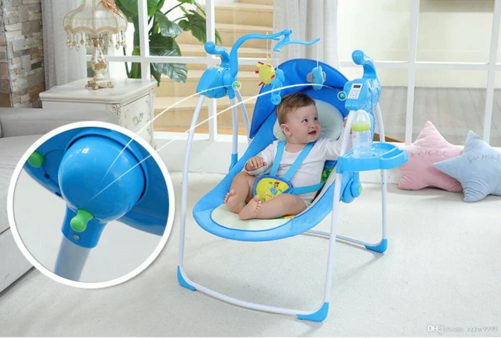 SANPLO Culla elettrica Culla per neonati Culla per culla automatica Culla per neonati a dondolo multifunzione Culla per neonati blu 